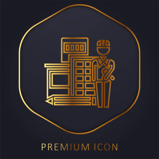 Építész arany vonal prémium logó vagy ikon - Vektor, kép