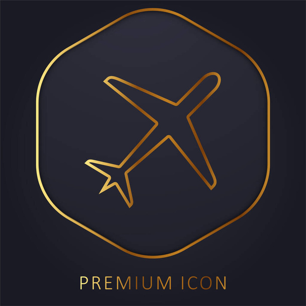 Lentokone kultainen linja palkkio logo tai kuvake - Vektori, kuva