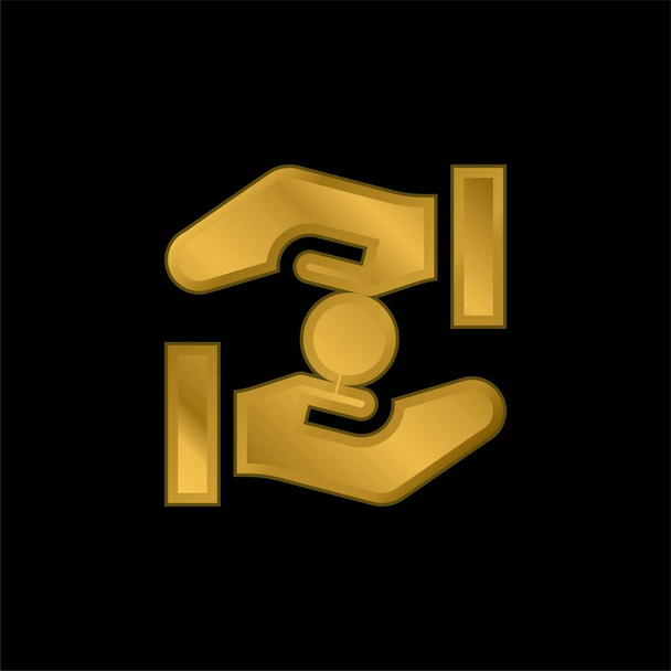Alms chapado en oro icono metálico o logo vector - Vector, Imagen