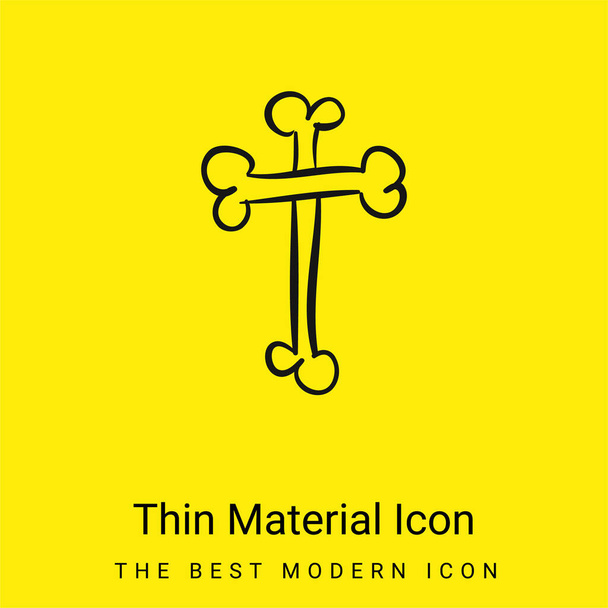 Kostní kříž Náboženské Halloween podepsat obrys minimální jasně žlutý materiál ikona - Vektor, obrázek