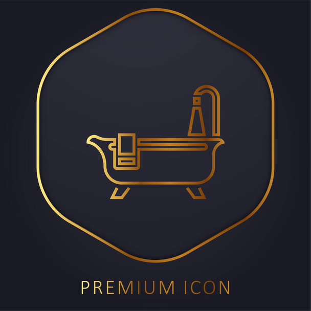 Bañera Limpieza de la línea dorada logotipo premium o icono - Vector, imagen