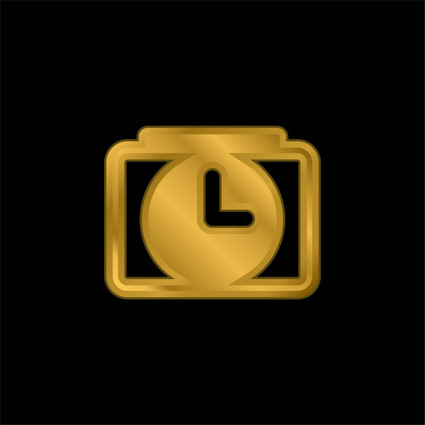Hälytys Kello kullattu metallinen kuvake tai logo vektori - Vektori, kuva