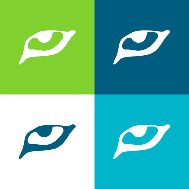 Animal Eye Flat conjunto de iconos mínimo de cuatro colores - Vector, imagen