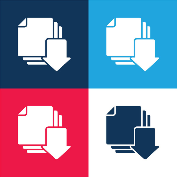 Seta azul e vermelho conjunto de ícone mínimo de quatro cores - Vetor, Imagem