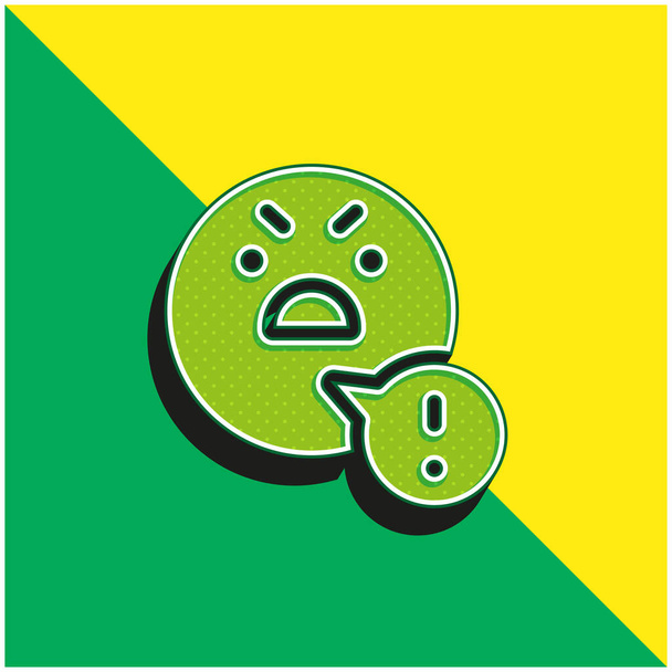 Angry Green and yellow modern 3d vector icon logo - Vector, Image