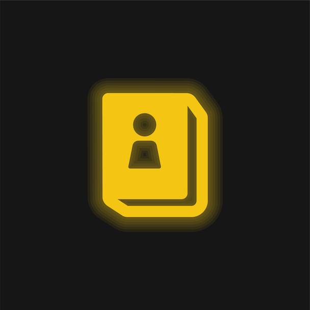 Libreta de direcciones amarillo brillante icono de neón - Vector, imagen