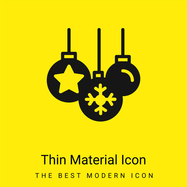 Baubles minimal bright yellow material icon - Vector, Image