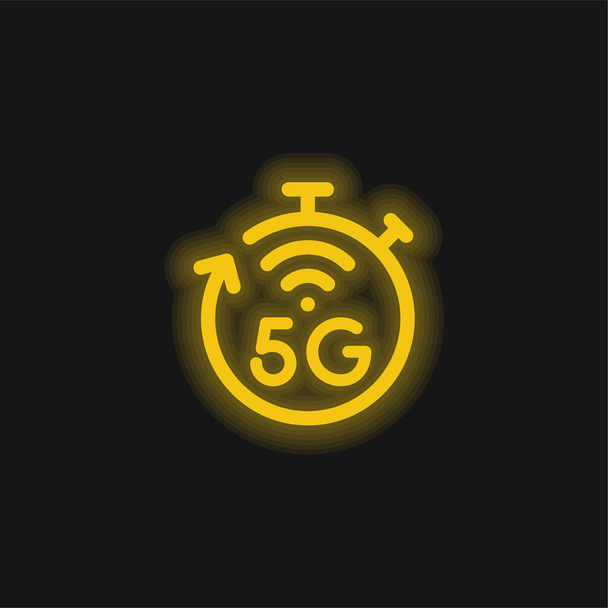 5g gelb leuchtendes Neon-Symbol - Vektor, Bild