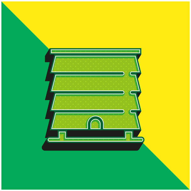 Bijenkorf Groen en geel modern 3D vector icoon logo - Vector, afbeelding