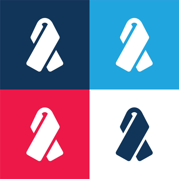 Awarennes кружева синий и красный четыре цвета минимальный набор значков - Вектор,изображение