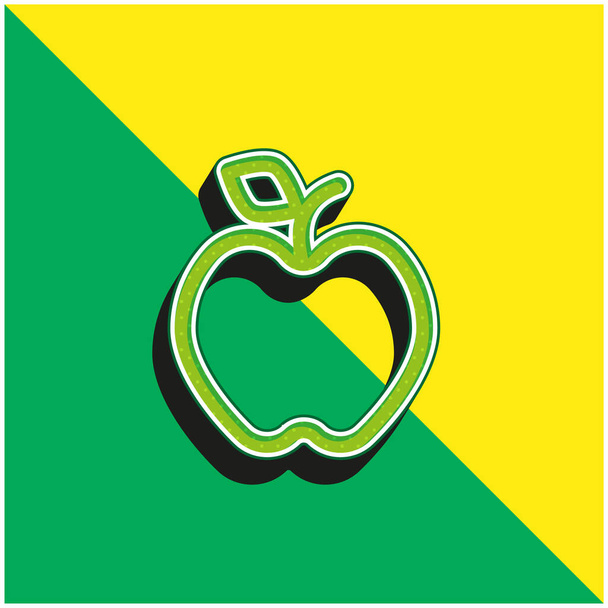 Mela verde e giallo moderno 3d vettoriale icona logo - Vettoriali, immagini