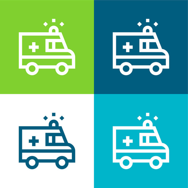 Ambulance Flat four color minimal icon set - Vector, Image