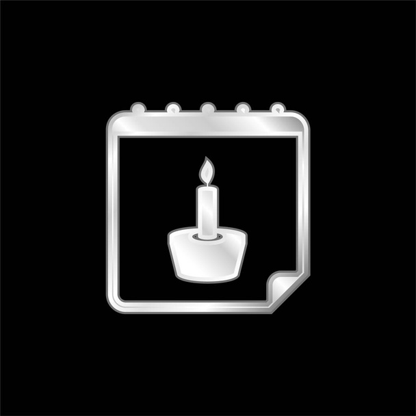 Lembrete de aniversário prata banhado ícone metálico - Vetor, Imagem