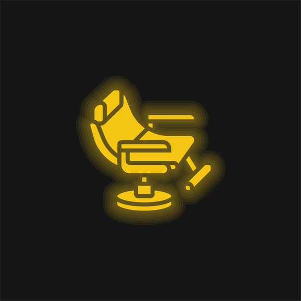 Žlutá zářící neonová ikona holičského křesla - Vektor, obrázek