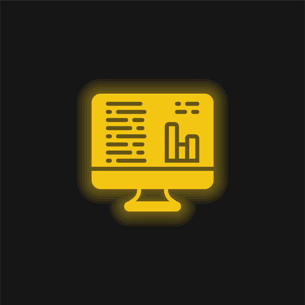 分析黄色の輝くネオンアイコン - ベクター画像