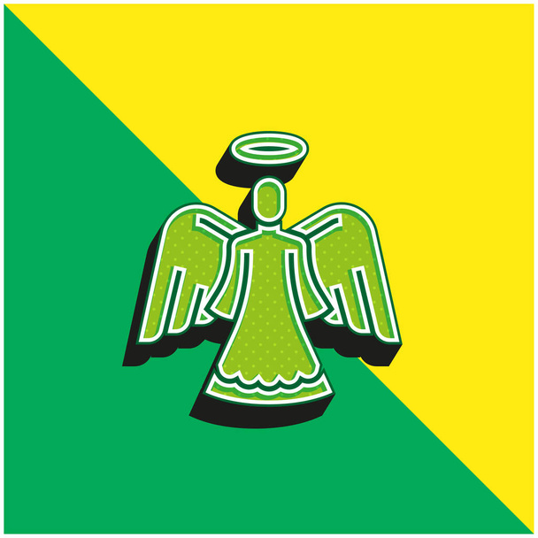 Angel Vihreä ja keltainen moderni 3d vektori kuvake logo - Vektori, kuva