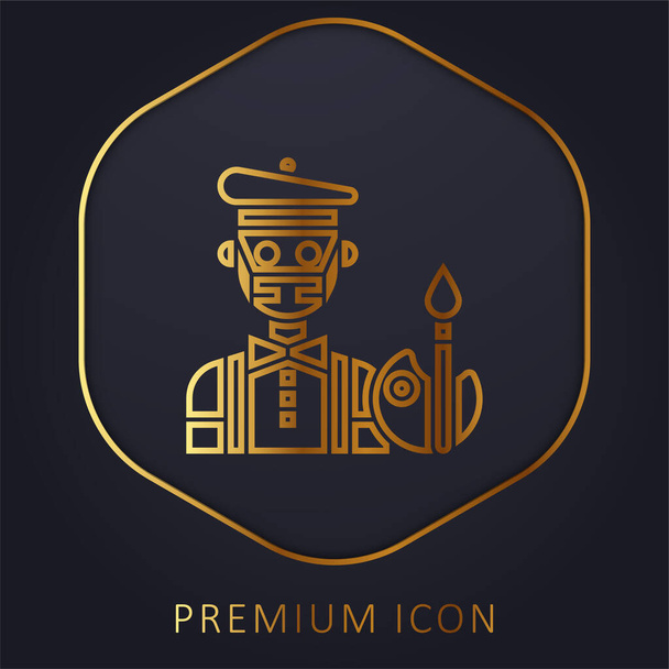 Artist golden line premium logo or icon - Vector, Image