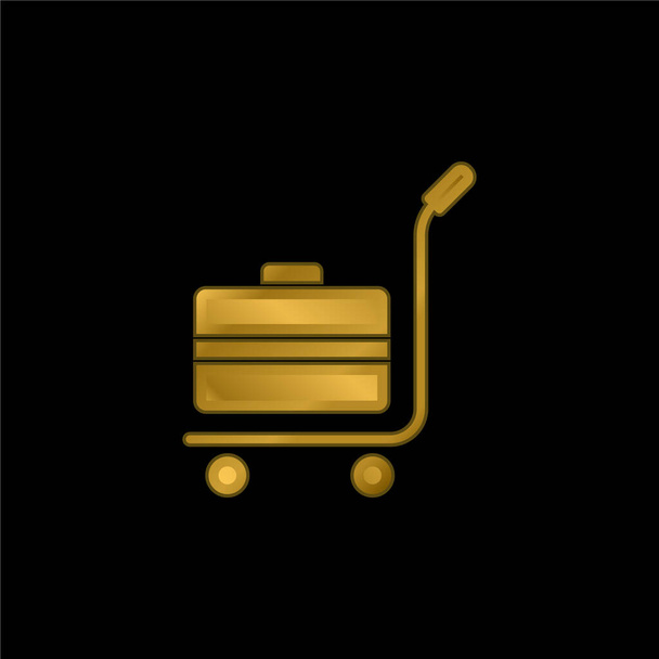 Poggyász aranyozott fém ikon vagy logó vektor - Vektor, kép