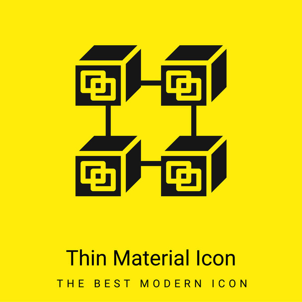 Blockchain minimal bright yellow material icon - Vector, Image