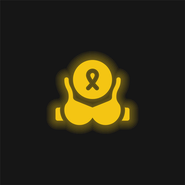 Бюстгальтер жовтий блискучий неоновий значок
 - Вектор, зображення