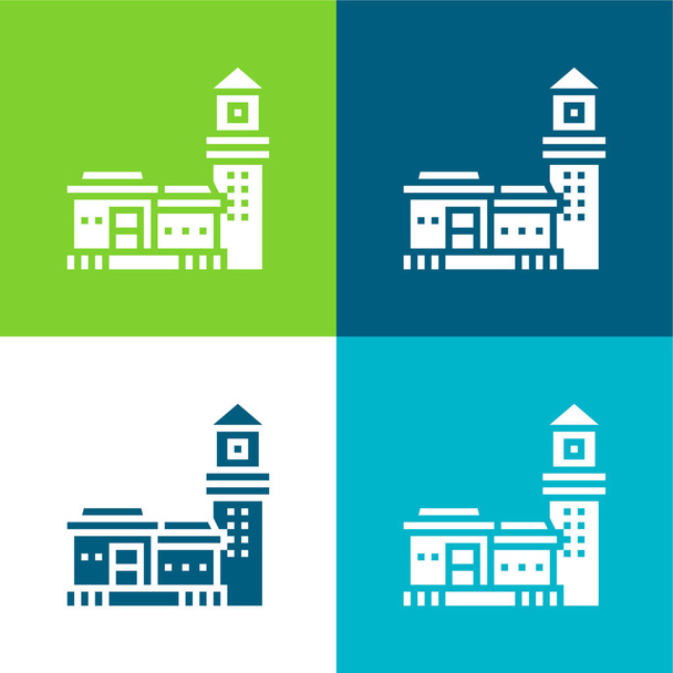 Bo Kaap Lapos négy szín minimális ikon készlet - Vektor, kép