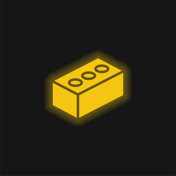 Brick geel gloeiende neon pictogram - Vector, afbeelding