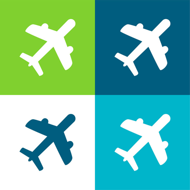 Airliner Flat four color minimal icon set - Vector, Image