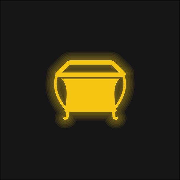 Baby Playpen yellow glowing neon icon - Vector, Image