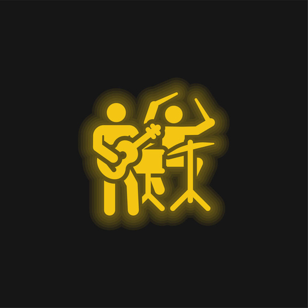 Banda amarilla brillante icono de neón - Vector, Imagen