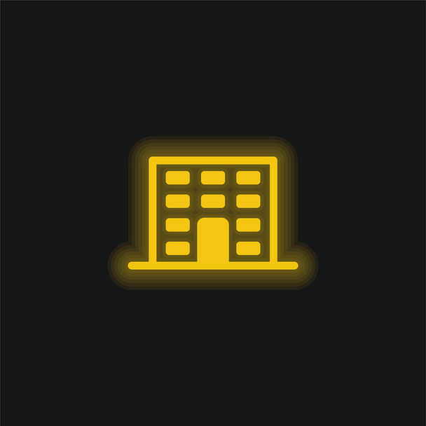 Edificio de apartamentos amarillo brillante icono de neón - Vector, Imagen