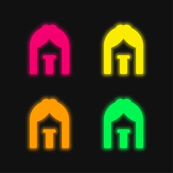 Oblouk čtyři barvy zářící neonový vektor ikona - Vektor, obrázek