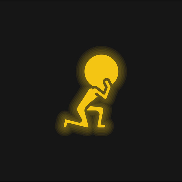 Atlasz sárga izzó neon ikon - Vektor, kép