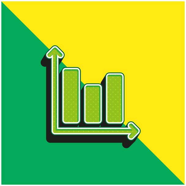 Bar Graph Zielony i żółty nowoczesny ikona wektora 3D logo - Wektor, obraz