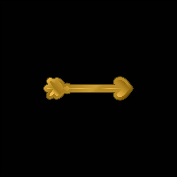 Стрілка з золотим покриттям металева піктограма або вектор логотипу
 - Вектор, зображення