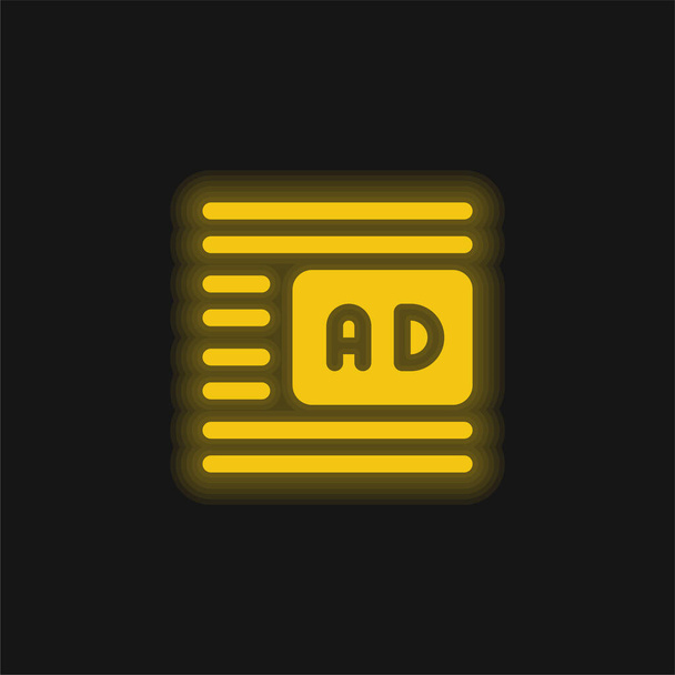 Pubblicizzare giallo icona al neon incandescente - Vettoriali, immagini