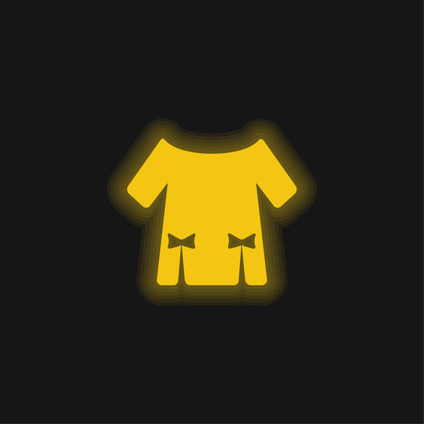 Blouse With Two Ribbons yellow glowing neon icon - Vector, Image