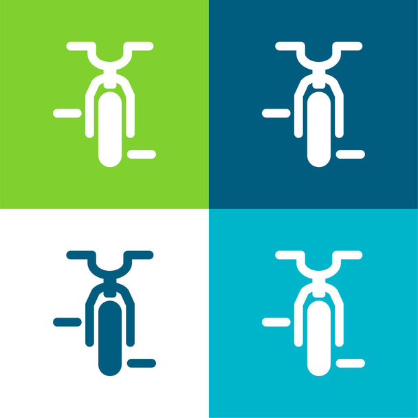 Bicyclette plat quatre couleurs minimum icône ensemble - Vecteur, image