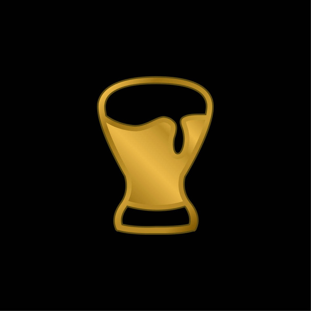 Bicchiere di birra oro placcato icona metallica o logo vettore - Vettoriali, immagini