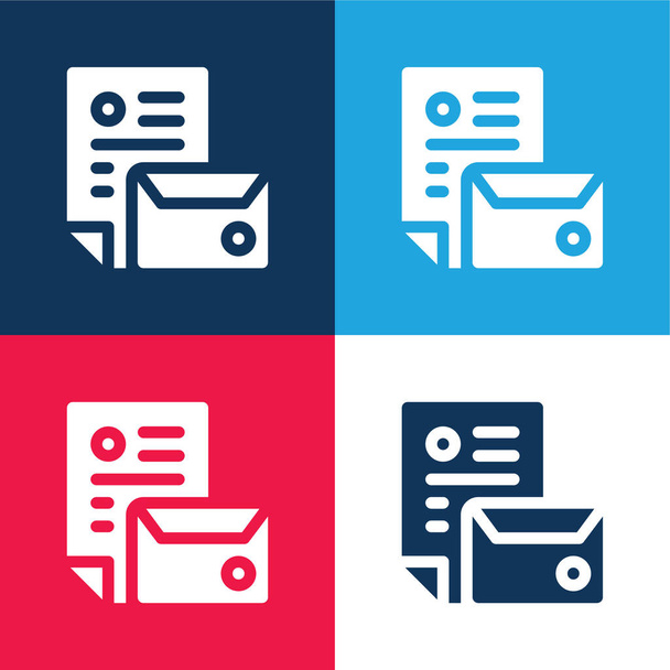 Branding blue and red four color minimal icon set - Vector, Image
