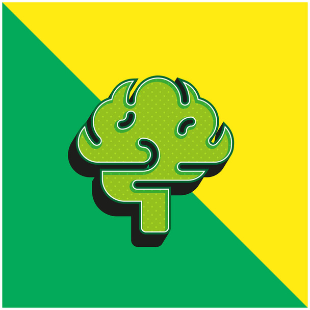 Brain Grünes und gelbes modernes 3D-Vektor-Symbol-Logo - Vektor, Bild
