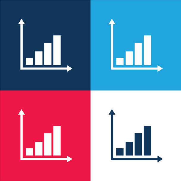 Bary Wykres niebieski i czerwony czterech kolorów minimalny zestaw ikon - Wektor, obraz