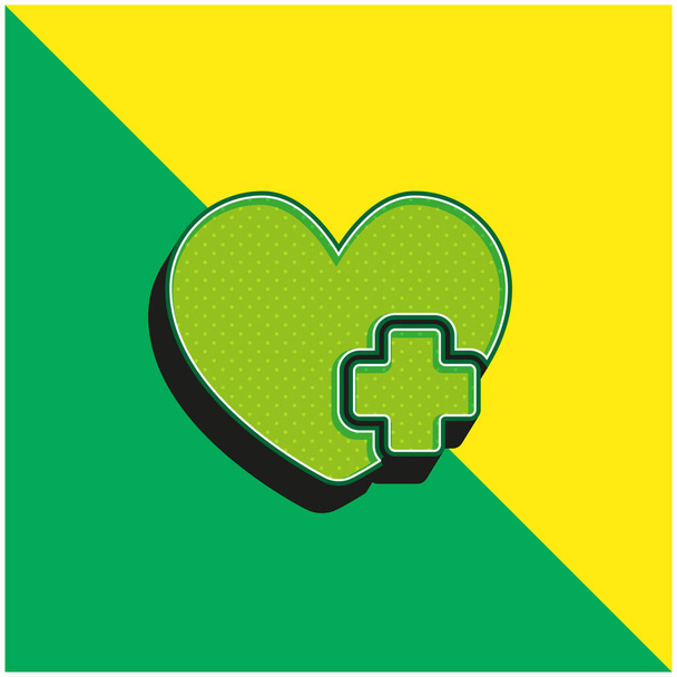 Добавьте зеленый и желтый современный трехмерный векторный логотип - Вектор,изображение