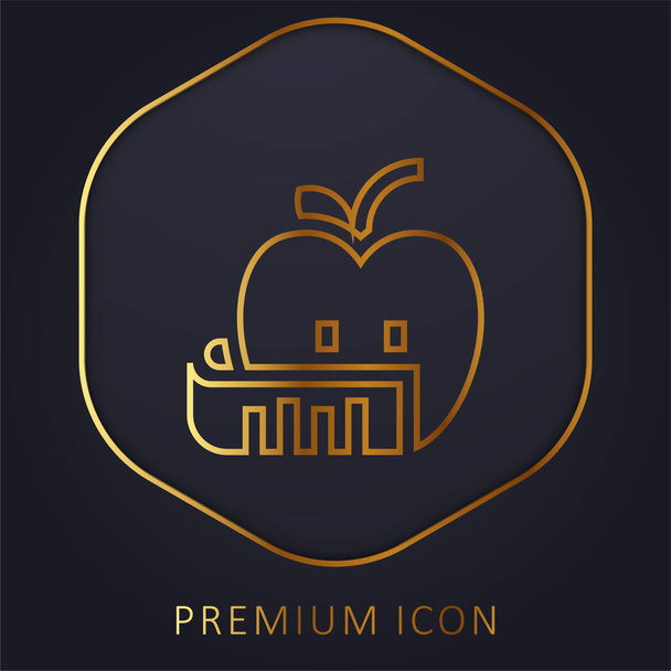 Logo premium de línea dorada de Apple o icono - Vector, imagen