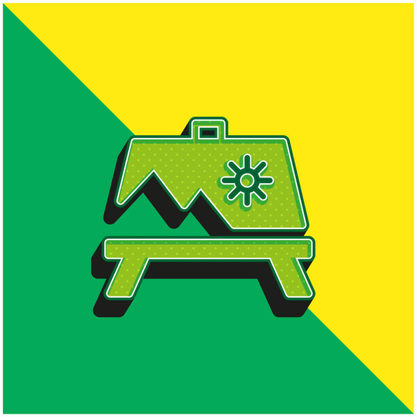 Живопись на стенде Зеленый и желтый современный 3D логотип векторной иконки - Вектор,изображение