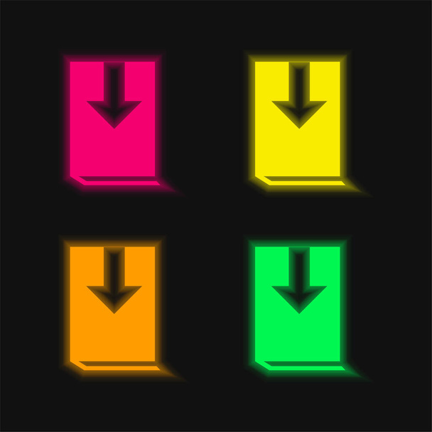 Libro quattro colori luminosi icona vettoriale al neon - Vettoriali, immagini