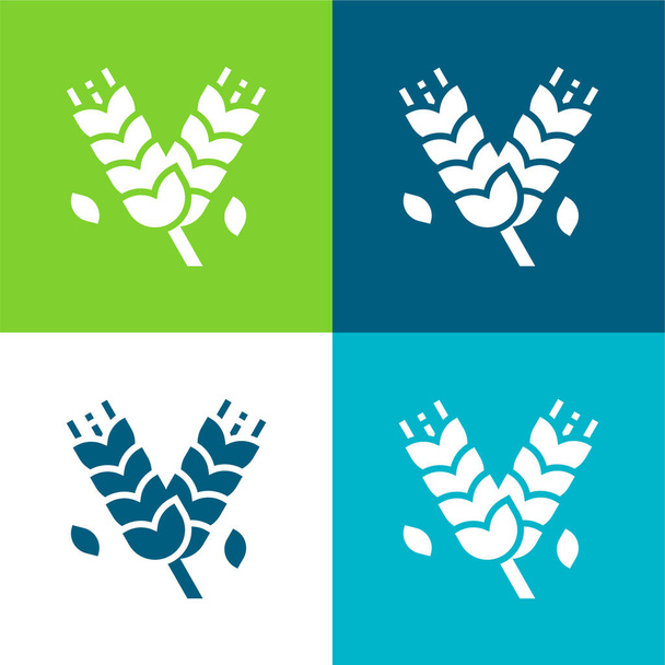 Barley Flat cztery kolory minimalny zestaw ikon - Wektor, obraz