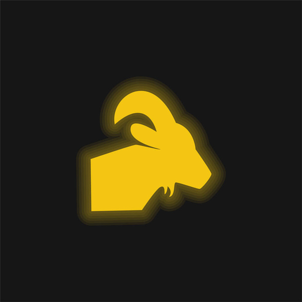 牡羊座星座記号黄色の輝くネオンアイコン - ベクター画像