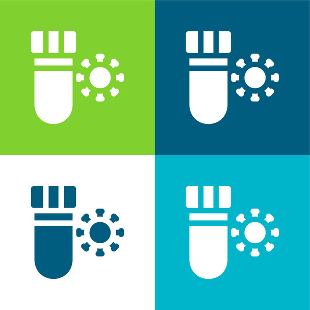 Análisis de sangre Conjunto de iconos mínimo de cuatro colores - Vector, Imagen