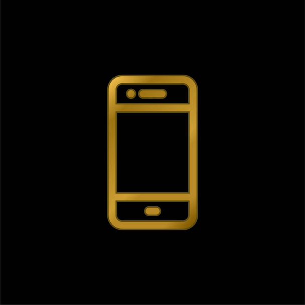 Teléfono grande chapado en oro icono metálico o logo vector - Vector, Imagen