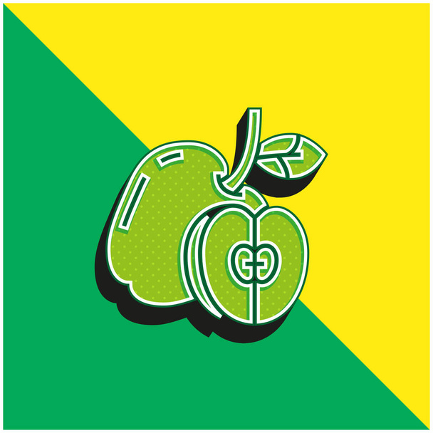Logo vectoriel 3D moderne vert pomme et jaune - Vecteur, image